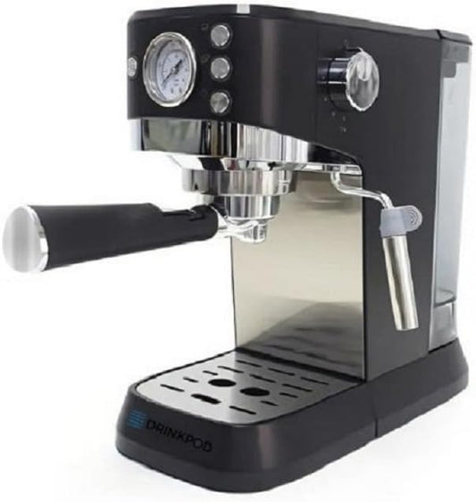 DRINKPOD 20 Bar Espresso Machine – Coffee & Espresso Maker Combo with Milk Frother Steam Wand, Stainless Steel Cup Plate, and 1.5L Removable Water Tank – High Pressure Espresso Maker
