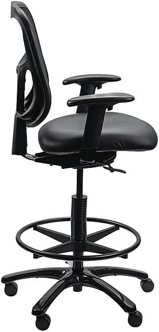 Tempur-Pedic TP8200C Vinyl Drafting Stool with Backrest and Footrest with Lumbar Support, with Tempur Material, Cooling Gel Layer, Black Vinyl
