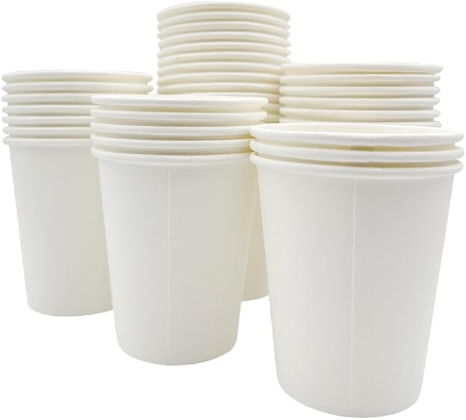 three leaf 16 Oz. Disposable Paper Single Wall Cups, (White) 1000 Ct. Hot/Cold Cup For Coffee, Water, Tea, Juice, Picnic, Party, Travel And Events (20 Packs Of 50)