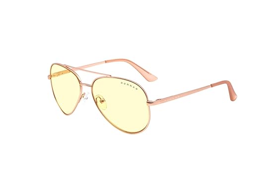 GUNNAR - Premium Gaming and Computer Glasses - Blocks 65% Blue Light - Maverick, Rose Gold, Amber Tint