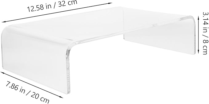 Acrylic Monitor Riser Stand for Computer Laptop Ergonomic Display Stand to Elevate Screen Height Compact Transparent Desk Organizer for Eye Comfort and Posture Improvement