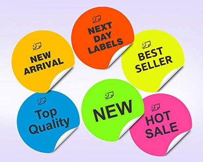 8-1/2 x 11" Neon Color High Light Fluorescent Labels for Laser & Inkjet Printer (Pink Fluorescent, 1.66" Round - 24 Per Page | 2400 Labels)