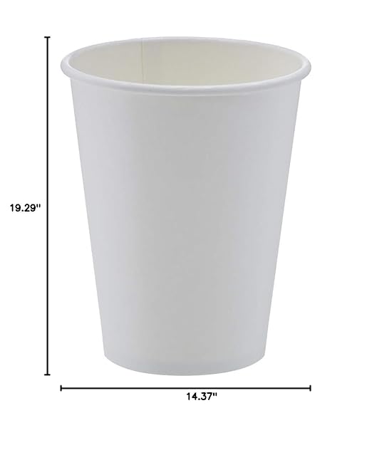 Amazon Basics Compostable Coffee Cups, 12 Ounces, Paper, 1000 Count (Pack of 1), White
