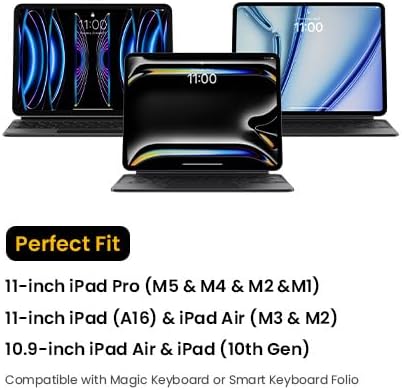 tomtoc 360 Protective Tablet Sleeve for iPad Pro 11-inch (M5/M4/4th/3rd/2nd/1st Gen) 2025, iPad Air 11-inch (M3/M2) with Magic Keyboard/Smart Keyboard Folio, 11 iPad (A16), Water-Resistant Tablet Case