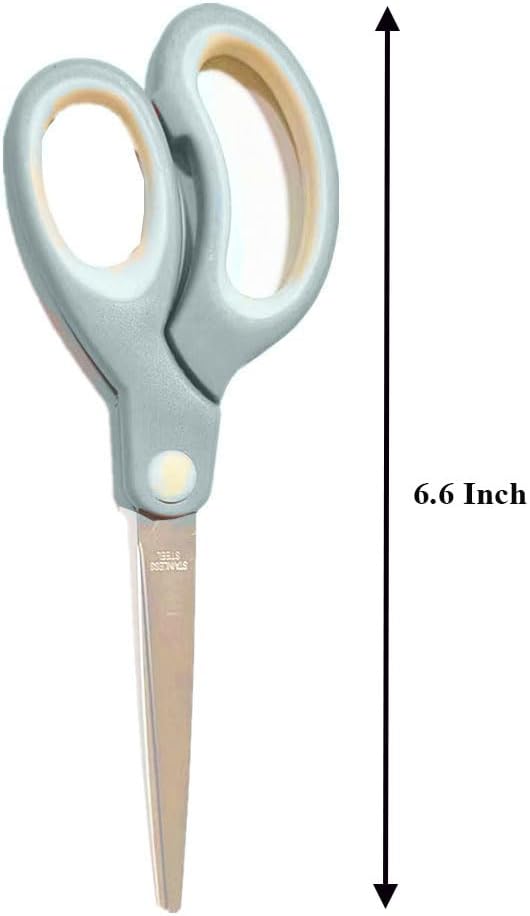 4 Pack Pastel Non Stick Scissors, All Purpose Stainless Steel Craft Scissors with Soft Grip, Blunt Tip Fabric Shears for Kids, Left & Right Handed (Light Green)