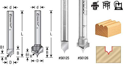 Amana Tool - 56143 Solid Carbide Pt. Cutting Roundover 3/32 Radius x 13/64 Dia x 1/4 x 1