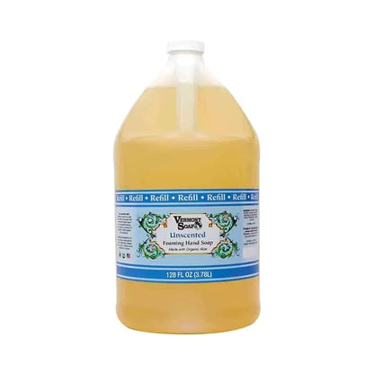 VERMONT SOAP Organics Foaming Hand Soap, Liquid Soap with Pre-diluted Formula - Ready to Use Simply Unscented Hand Soap With Convenient and Economical Gallon Refill Size