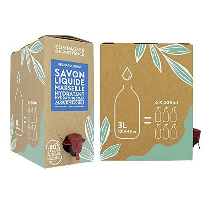 Compagnie de Provence Savon de Marseille Nourishing Liquid Soap, Velvet Seaweed, 101.4 Fl Oz Eco Refill