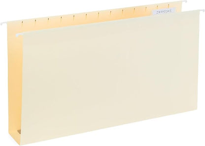25 Blue Summit Supplies Legal Size Hanging File Folders - Assorted Colors, 2" Expansion, Legal Hanging File Folders for Filing Cabinet, 9.5" x 14.75", 11PT Paper Stock with Tabs and Inserts Included