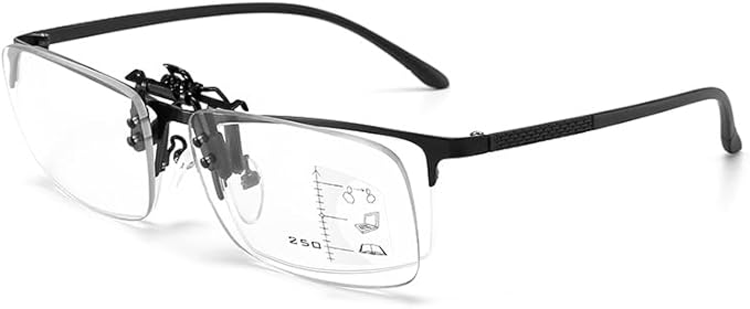 Multifocal Reading Glasses Clip On and Flip Up Blue Light Blocking Progressive Multifocal Reader for Unisex