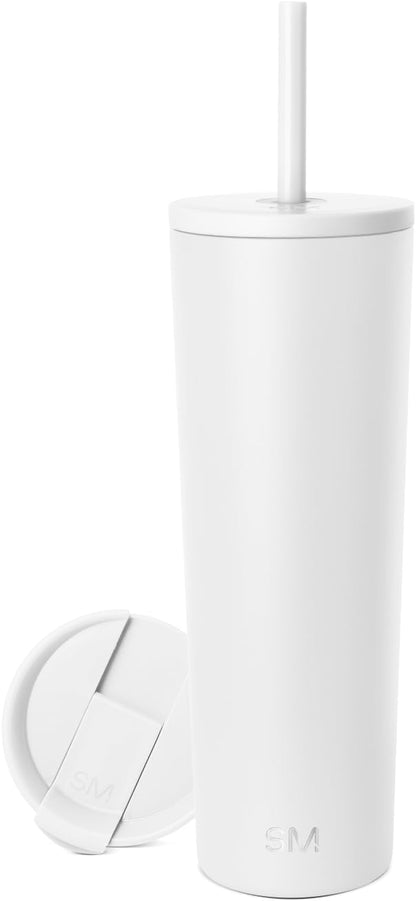 Simple Modern Insulated Tumbler with Lid and Straw | Iced Coffee Cup Reusable Stainless Steel Water Bottle Travel Mug | Gifts for Women Men Her Him | Classic Collection | 28oz | Winter White