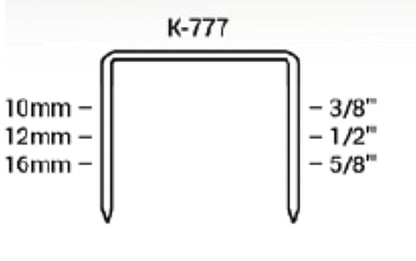 K-777/10 3/8” Leg by 1/2" Wide Heavy-Duty Galvanized Plier Staples, 2400 Per Package, for stapling Trays, Lids, Bags, Header Cards, Fastening End Caps and Container Inserts