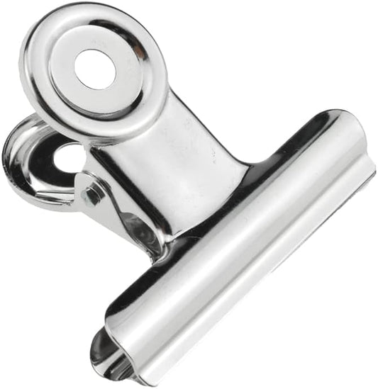HAHIYO 2inch Silver Bulldog Clips Metal File Hinge Binder Clips Clamps Save Space Strong Spring Jaws Rock Solid Grip Book Lay Flat Deburred Edge for Hang Photos Wall Grid Dog Food 13PCS