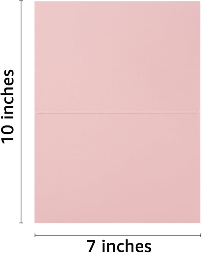 50 Pack Blank Cards Folded Cardstock Thank You Blank Greeting Cards for Invitations, Wedding, Greeting Cards, All Occasion DIY (Pink, 5x7)