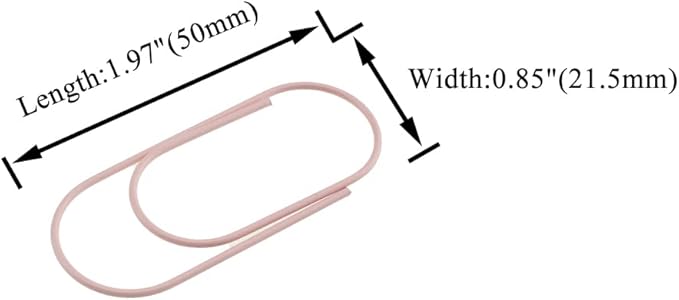 HAHIYO Paper Clips 2 inches (50mm) Length Pink Wide Paperclips Vinyl Coated Prevent Scratching Tearing The Pages Sturdy for Bookmark Organize Home Office School 30 Pack