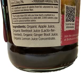 Biotta Organic Apple Beet Ginger Juice - Superfood Blend with Organic Beetroot Juice, Apple, and Ginger Root (16.9 Fl Oz, Pk of 6)