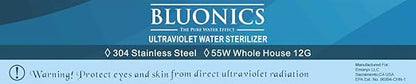 Bluonics Complete Whole House Well Water Filtration System 12 GPM 55W UV Purifier with Triple 4.5"x10" 55W UV, Activated Carbon & Sediment 5, 20 & 40 Micron Pre-Filter + Extra Filters & UV Bulb