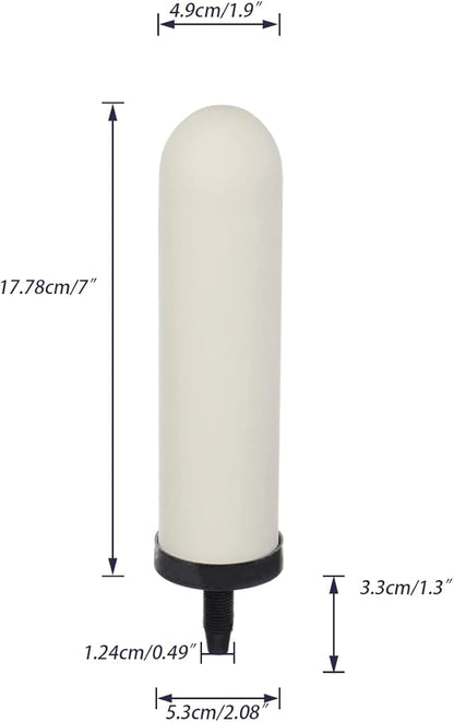 HUINING 2PCS 7" Ceramic Filter Candle Activated Carbon Replacement Filters Compatible with ProOne and Berkey Countertop Gravity Water Filter System, Household Water Bucket,Water Cooler Filtration