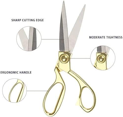 Professional Heavy Duty Tailor Scissors 8" Gold Stainless Steel Dressmaker Shears(Gold)