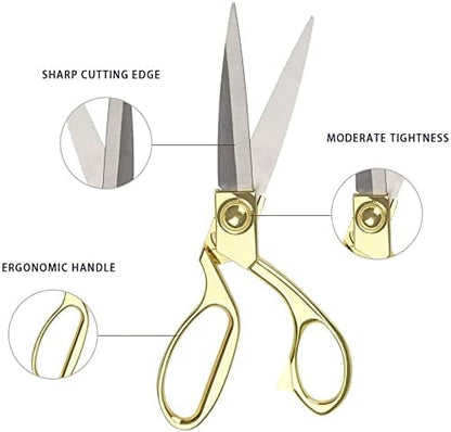 Professional Heavy Duty Tailor Scissors 8" Gold Stainless Steel Dressmaker Shears(Gold)