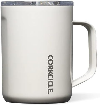 Corkcicle Pure Taste Mug - Stainless Steel Insulated Coffee Cup With Lid - Non-Slip Silicone Base - Ceramic Interior Coating - Durable Travel Mug - Dishwasher Safe - 16 oz - Latte/Oat Milk