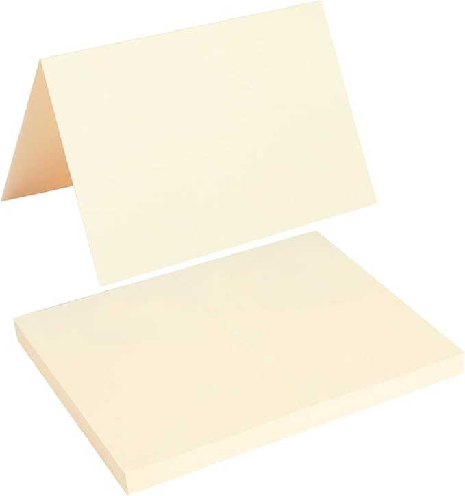 50 Pack Blank Cards Folded Cardstock Thank You Blank Greeting Cards for Invitations, Wedding, Greeting Cards, All Occasion DIY, 4x6 Folded Cards Cream
