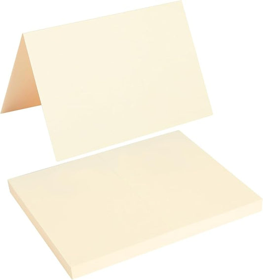 50 Pack Blank Cards Folded Cardstock Thank You Blank Greeting Cards for Invitations, Wedding, Greeting Cards, All Occasion DIY, 4x6 Folded Cards Cream