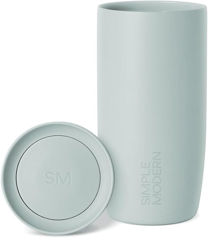 Simple Modern Travel Coffee Mug Tumbler with 360° Lid | Ceramic-Lined Insulated Stainless Steel Cold Brew Iced Coffee Cup | Gifts for Women Men Her Him | Voyager Signature | 16oz | Sea Glass Sage
