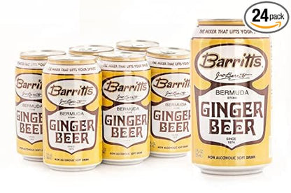 Barritt's Ginger Beer Original Ginger Beer, Non-Alcoholic Soda Cocktail Mixer, 12 fl oz Cans, 24 Pack