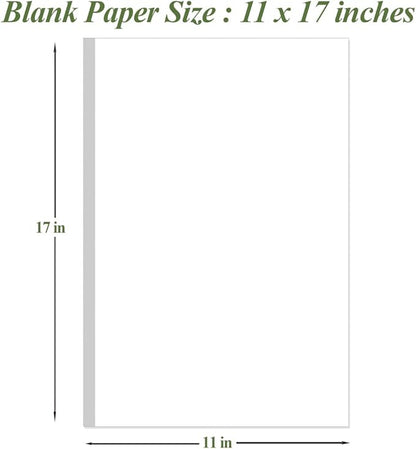 (3-Pack) 11" x 17" Printer Paper - 45Sheets/90Pages Blank Papers, DIY Template Printing in Office/Home/School, Ledger 100gsm Recycled Paper