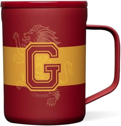 Corkcicle Harry Potter Coffee Mug - Stainless Steel Insulated Cup With Lid For Tea & Coffee - Non-Slip Silicone Base - Durable Travel Mug - Dishwasher Safe - BPA Free - Easy Grip - 16 oz - Gryffindor