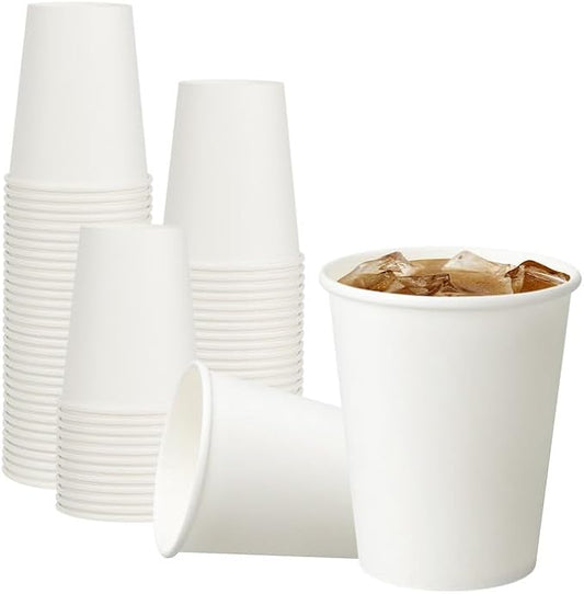 RACETOP 8 oz 100 Pack Disposable Paper Coffee Cups, Disposable Paper Cups, Hot Coffee Cups for Office, Party, Home