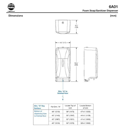 Bradley 6A01-11 Diplomat Foam Soap/Sanitizer Dispenser, Surface Mounted, Vertical Tank, Low Battery Indicator Lights, Architectural Satin Finish, Stainless Steel