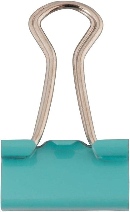 JAM PAPER Colorful Binder Clips - Small - 3/4 Inch (19 mm) - Teal Binderclips - 25/Pack