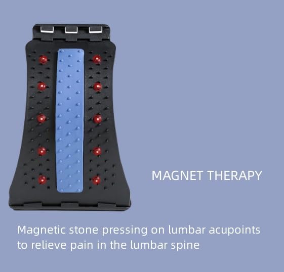 Lumbar Arc Shaped Traction Massager, Household Magnetic Therapy Back/Cervical/Lumbar Stretch Corrector, Back Relaxation&Pain Relief (Color : Black+Purple, Size : 38.5 * 16.8cm)