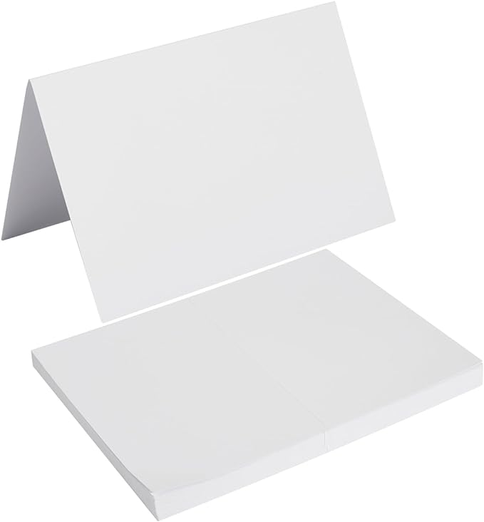 50 Pack Blank Cards Folded Cardstock Thank You Blank Greeting Cards for Invitations, Wedding, Greeting Cards, All Occasion DIY, 5x7 Folded Cards White