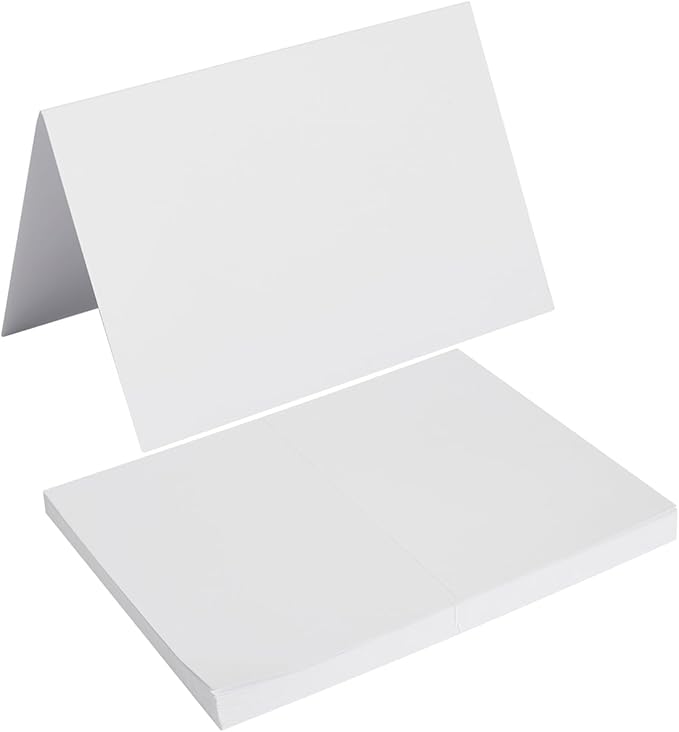 50 Pack Blank Cards Folded Cardstock Thank You Blank Greeting Cards for Invitations, Wedding, Greeting Cards, All Occasion DIY, 4x6 Folded Cards White