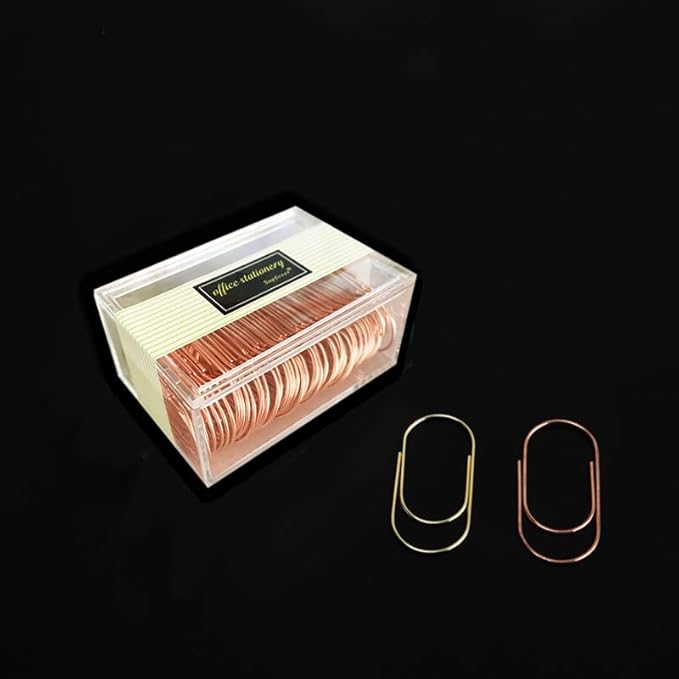 Rose Gold Large Paper Clips, 50pcs 50mm 2 inch Jumbo Paper Clip Non-Skid Large Wide Smooth Finish Steel Wire Office Supply Accessories