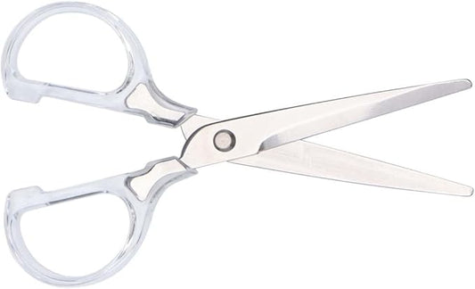 6 Inch Office Scissors Clear Acrylic Handles Silver Craft Scissor Semi-Circular Grip Fabric Shears Stainless Steel Sharp Blades Round Tips for Paper Thread (Silver)