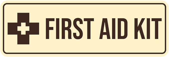 Standard First Aid Kit Sign (Ivory/Dark Brown) - Medium (10 Pack)