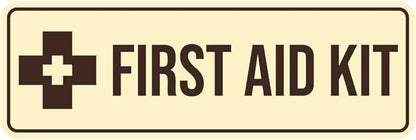 Standard First Aid Kit Sign (Ivory/Dark Brown) - Small