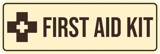 Standard First Aid Kit Sign (Ivory/Dark Brown) - Small