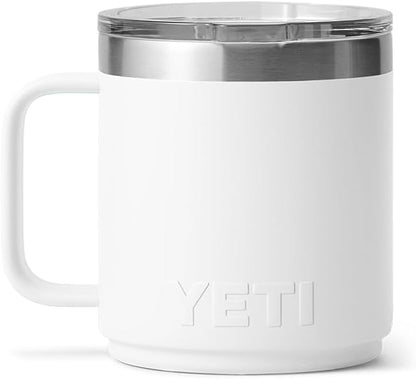 YETI Rambler 10 oz Ceramic Lined Stackable Mug, Vacuum Insulated, Stainless Steel with MagSlider Lid, White