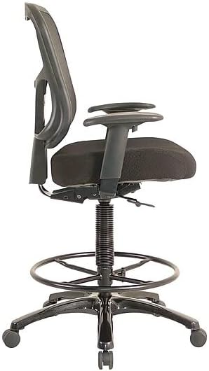Tempur-Pedic TP8200C Fabric Drafting Stool with Backrest and Footrest with Lumbar Support, with Tempur Material, Cooling Gel Layer, Black