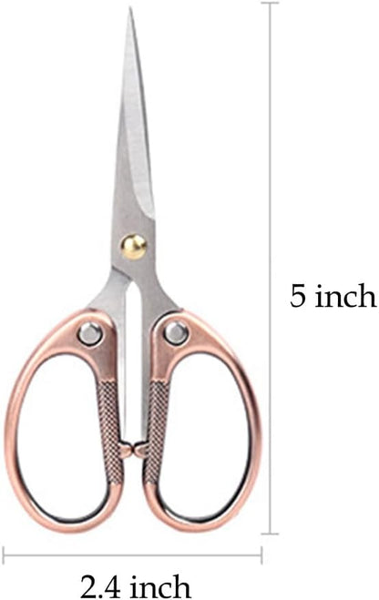 5" All Stainless Steel Office Scissors,Ultra Sharp Blade Shears,Sturdy Sharp Scissor for Office Home School Sewing Fabric Craft Supplies Multipurpose Scissors Bronze