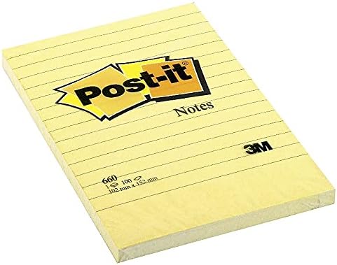 Post-it Super Sticky Notes, 4x6 in, 5 Pads, 2X The Sticking Power, Canary Yellow, Recyclable