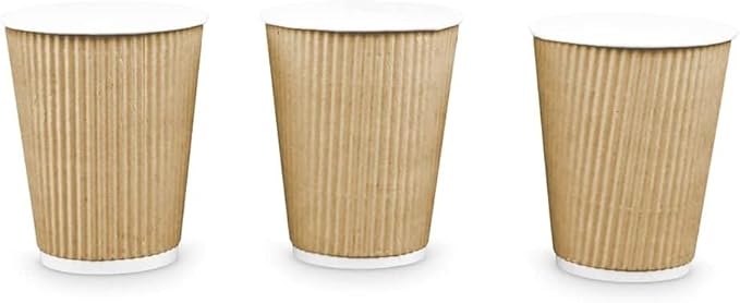 Ripple Paper Cups 12 oz 200 Pack for Coffee & Tea Made in USA | Bulk for Home, Office, Restaurants & Coffee Shops | Recyclable, Insulated, & Disposable To-Go Cups for Hot Beverages (12 oz - 200 count)