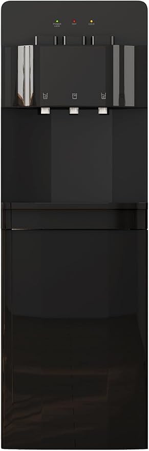 TABU Bottom Loading Water Cooler Dispenser with 3 Temperature Settings of Hot, Cold, Room Water, 3 or 5 Gallon Water Dispenser with Anti-Scalding & Child Safety Lock, Black