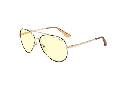 GUNNAR - Premium Gaming and Computer Glasses - Blocks 65% Blue Light - Maverick, Black/Gold, Amber Tint