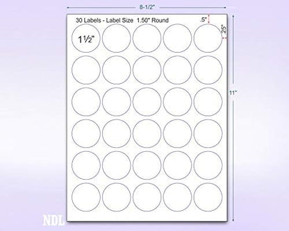 Pack of 50 Sheets, 8-1/2 x 11 Fluorescent Labels for Laser & Inkjet Printer (Green Fluorescent, 1.5" Round - 30 per Page, 1500 Labels)